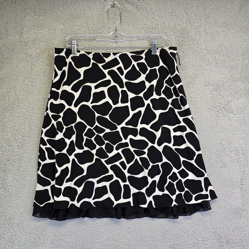 Wrapper Skirt Women's L Black Short Tortoise Shell Stretchy‎ Dark Academia